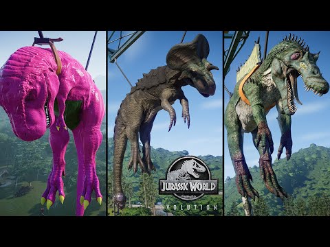 Ultimasaurus vs Spinosaurus vs Pink Trex Eating Humans Dinosaur Colors Jurassic World Evolution