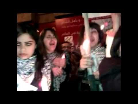 اعتصام أمام السفارة الليبية في حي الروضة في مدينة دمشق تنديداً بمجازر القذافي