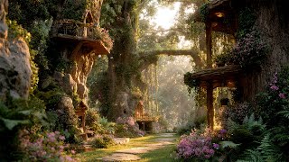 Hidden Elf Sanctuary 🏡 Magical Forest Ambience & Melodies Music ✨ Positive Energy & Wake Up Happy