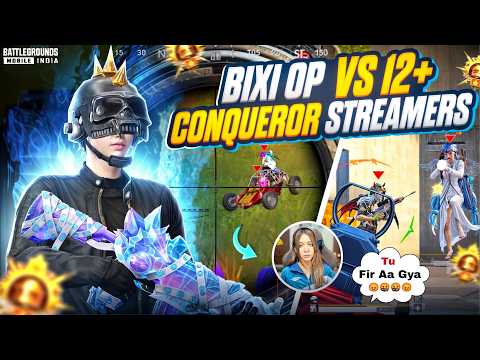 Bixi OP vs 12+ CONQUEROR STREAMERS 🔥 Bixi Op vs Pro Youtubers 1v4 Fastest Clutches & Gameplay | BGMI