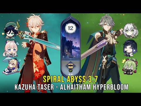 C0 Kazuha Taser and C0 Alhaitham Hyperbloom - Genshin Impact Abyss 3.7 - Floor 12 9 Stars
