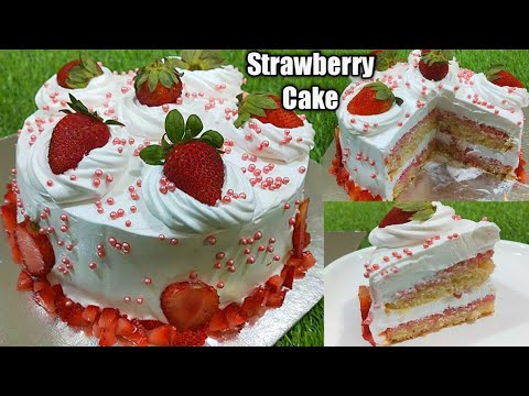 Strawberry & Vanilla Cake l Easy Cake Recipe l Without Oven Cake l Fruit Cake l Cake Recipe l