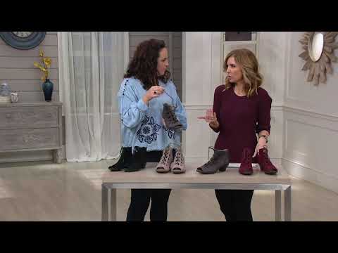 Earth Suede Lace-up Peep Toe Sandals - Aurora on QVC