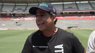 ALCALDE ALEJANDRO CHAR   RECORRIDO METROPOLITANO CON PRESIDENTE DE CONMEBOL Y MIN DEPORTE