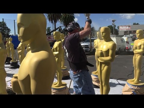 Red carpet is rolled out ahead of the 2017 Oscars