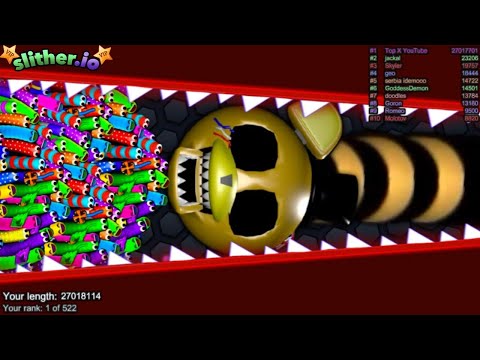 Slither.io A.I Golden Freddy Skin vs Pro Snakes - Epic Skin Slitherio Vip Gameplay - World Record