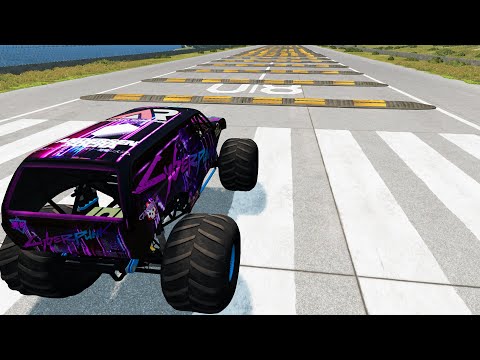 Monster Truck vs 100 Speed Bumps / Monster Jam BeamNG.Drive / BeamNG Drive Crashes