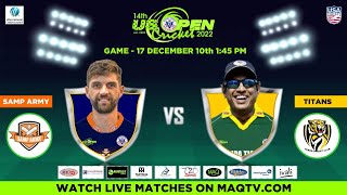LIVE US OPEN CRICKET 2022 MATCH#17 Samp Army Vs Tampa Tigers DAY6