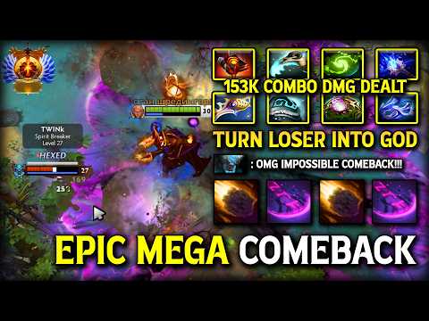 EPIC MEGA COMEBACK LATE GAME Invoker | 153K Combo Damage Dealt 100% Turn Loser into GOD Mode DotA 2