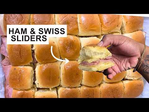 The BEST Ham & Swiss Cheese Sliders | Easy Gameday, Holiday Party, Appetizer, Potluck Idea