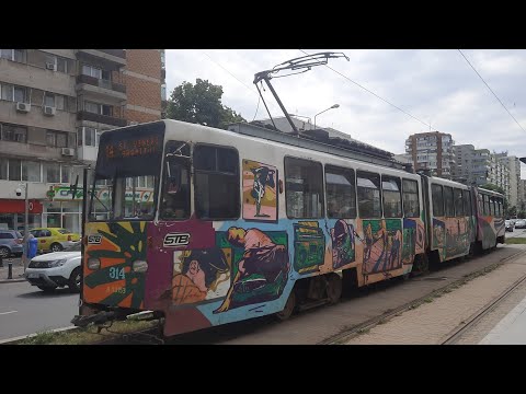 Vagonul V3A-93 314 tranzitand zona "Spitalul Pantelimon" pe linia 14 originala