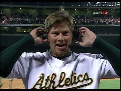 A’s get 20th straight win | Hatteberg full at bat + post game interview