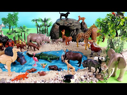 Fun Safari Dioramas and Playmobil Animal Figurines - Learn Animal Names