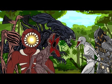 Pedator, Scp 096 Vs The Figure Door, DemonGorgon, Alien Queen, Siren Head. Dc2 Animation