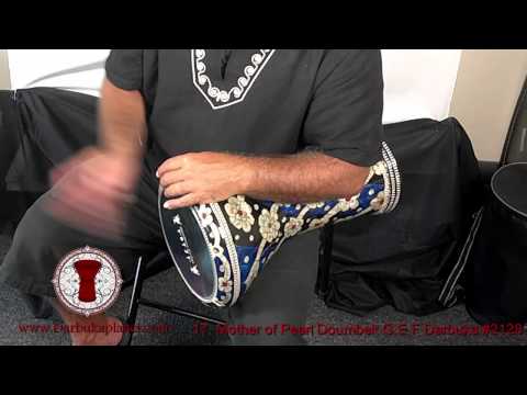 Gawharet El Fan 17" Mother of Pearl Blue Flowers Darbuka (2128)