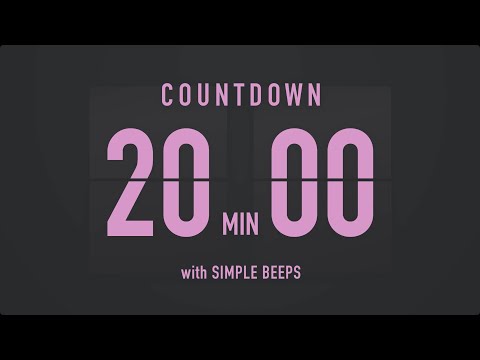 20 Minute Countdown Timer ⏳ Flip Clock with Simple Beeps 💕🖤