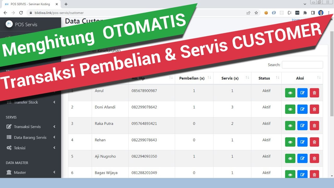 seniman koding, doni asrul afandi, doni afandi, Aplikasi Manajemen Servis FITUR MENGHITUNG TRANSAKSI PEMBELIAN & SERVIS SECARA OTOMATIS Per Cabang