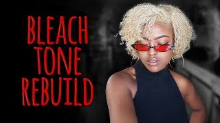 How to: BLONDE Natural Curly Hair - Bleach | Tone | Rebuild