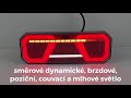 Združené LED svetlo 12V / 24V - pravé s dynamickými smerovkami ECER (131x350x35mm) - Video Youtube