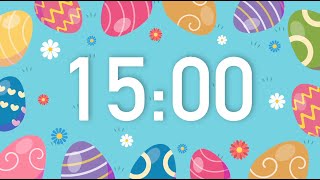 15 Minute Easter Countdown Timer with Colorful Easter Eggs (4K) 🐇 🌷