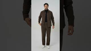 Mens Corduroy Shirt and Pants Walking Suit in Winter Cotton Fabric Casual in Color Mocha Choclate brown leisure Style video