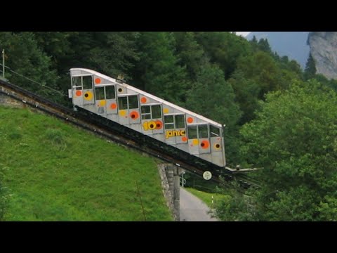 Switzerland: The Lauterbrunnen - Grütschalp funicular railway (now closed and replaced by cable car)