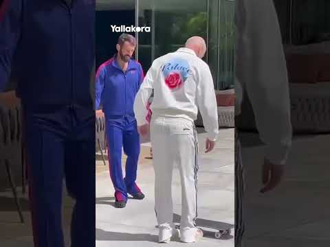 زين الدين زيدان يظهر مهارته في التزلج على اللوح