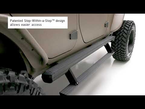 ARIES ActionTrac Powered Running Boards on Jeep Wrangler JK Unlimited