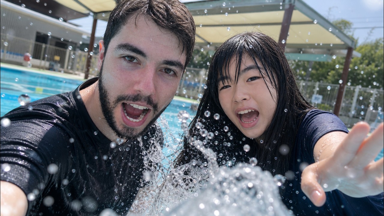 Así es una piscina pública en Japón en pleno verano