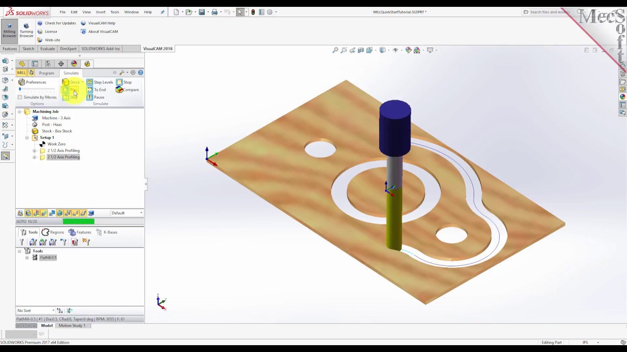 VisualCAM 2018 for SOLIDWORKS MILL Quick Start Tutorial