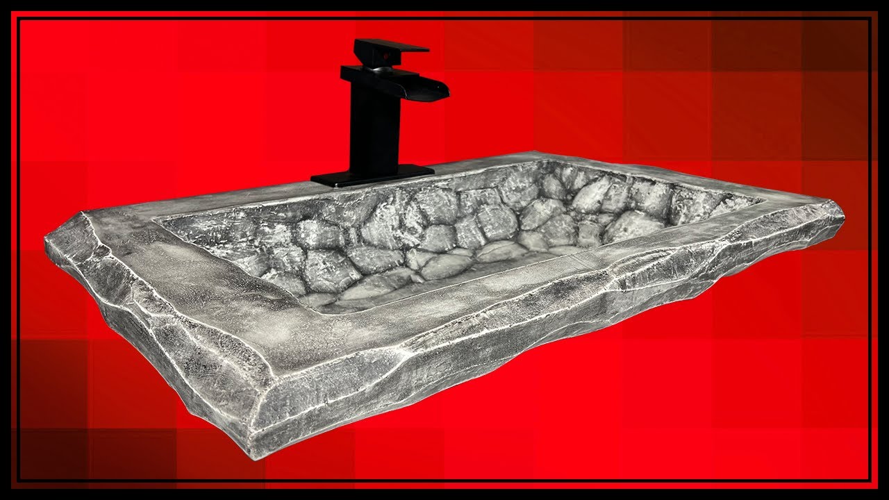 Black Concrete Sink For Bathroom. DIY
