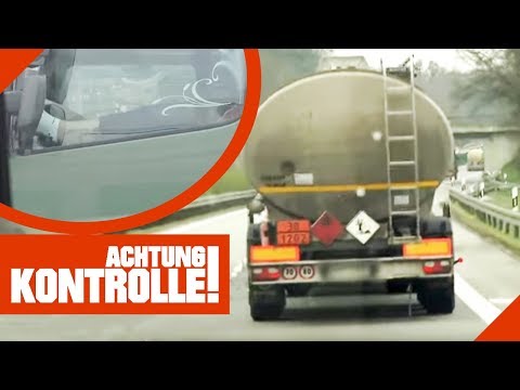 Crazy! Feet up on the wheel during hazardous materials transport! What's the fine? | Attention: C...