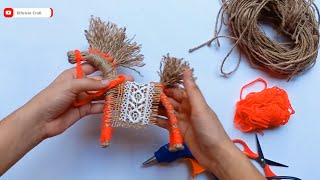 Jute craft - handmade miniature horse | diy craft | how to make a cute horse by using a jute rope