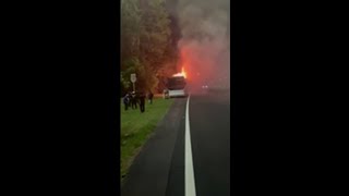 VIDEO: Bus headed to Tallahassee catches fire