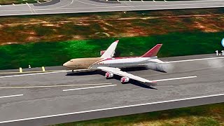 CRAB LANDING! Boeing 747 Almost Scrapes Wing at Singapore Airport | MSFS 2020