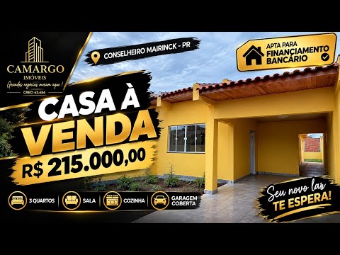 CASA COM 3 QUARTOS NOVA PARA VENDA EM CONSELHEIRO MAIRINCK PARANÁ 