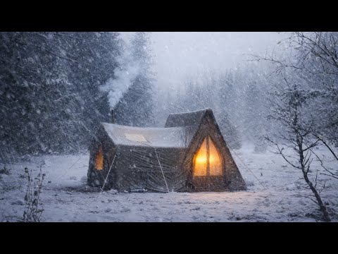 WARM TENT IN COLD STORM | SNOW AND RAIN CAMPING