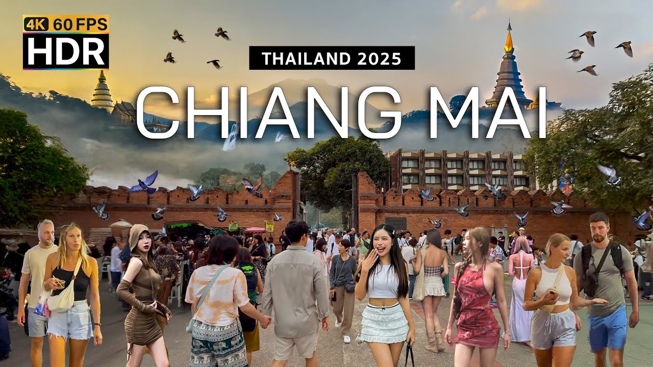 Immersive street-level walking tour through Chiang Mai Old City, Thailand, showcasing authentic urban landscapes, local architecture, and the vibrant atmosphere of the city's neighborhoods