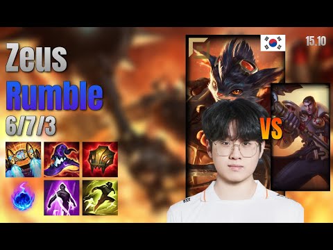Zeus Top Rumble vs Jayce lol KR solo rank Full Game 15.10 | 제우스 럼블 vs 제이스