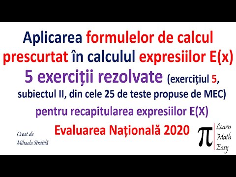 Aplicarea formulelor de calcul prescurtat în calculul expresiilor E(X)