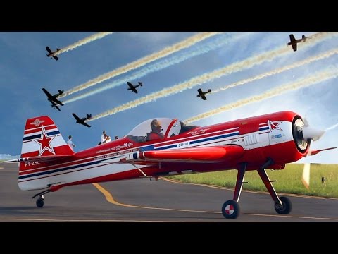 Decolagem e Voo de 9 Aviões de Acrobacia - Itápolis Air Show - Avião Decolando - Vídeo de Avião
