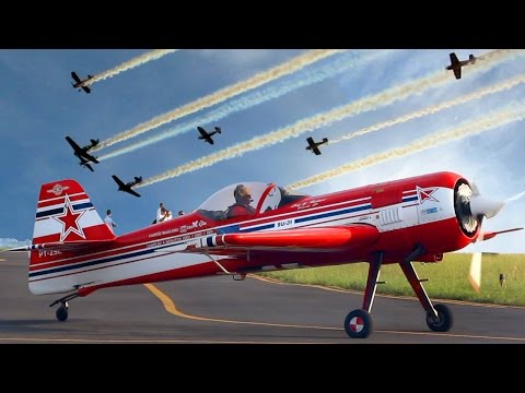 Decolagem e Voo de 9 Aviões de Acrobacia - Itápolis Air Show - Avião Decolando - Vídeo de Avião Video