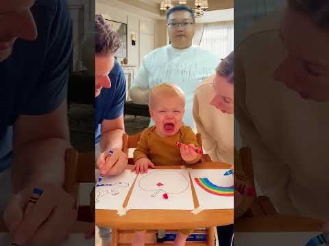 Big Crayon Box Saves the Day After Red Crayon Breaks! 🎨😂 #Shorts #BabyMemes #CuteBaby