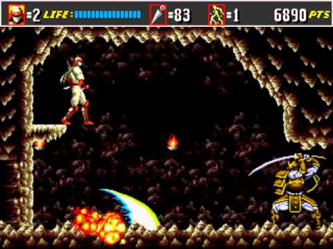 Shinobi 3 Shogun Master mini-boss battle (no damage,no power-ups,no ninjutsu)