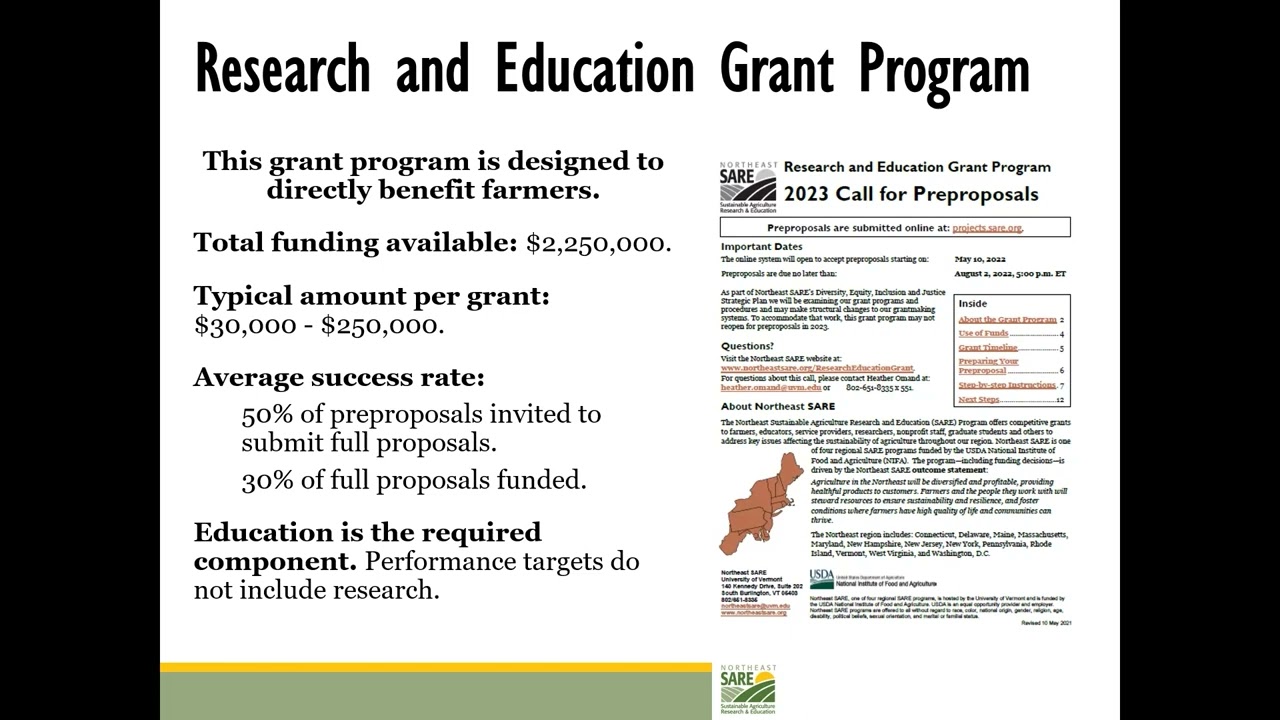 Northeast SARE 2023 Large Grants Webinar - Research and Education