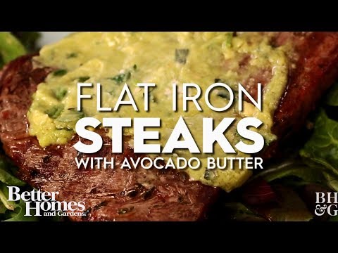 Flat-Iron Steaks with Avocado Butter