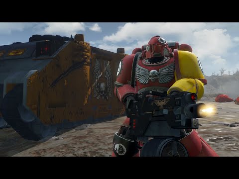 IMPERIAL FISTS TECHMARINE DEFENDS RHINO FROM ORKS AND SQUIGS