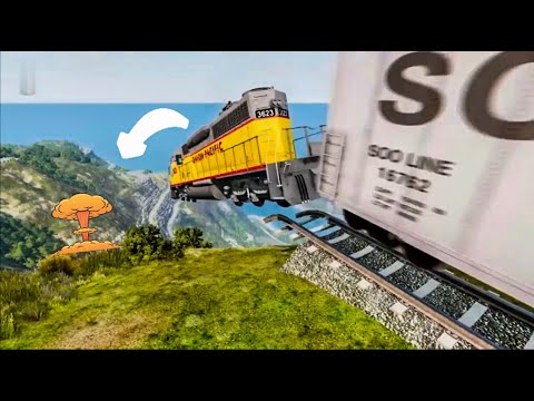 Trains vs Cliff 😱 BeamNG Drive