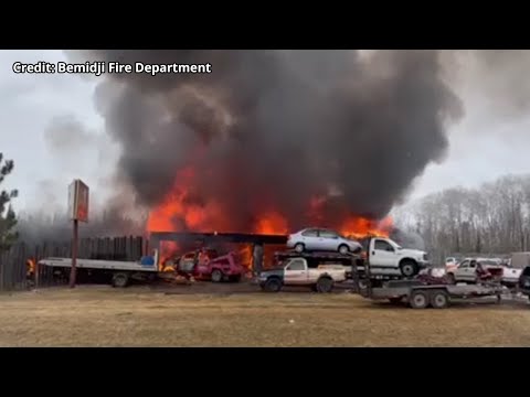 Fire at Auto Salvage South of Bemidji Injures Two