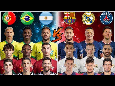 Argentinien Brasilien Portugal 🆚 MSN BBC MNM (Messi Ronaldo Neymar Mbappe Suarez Bale Benzema) 🔥💪